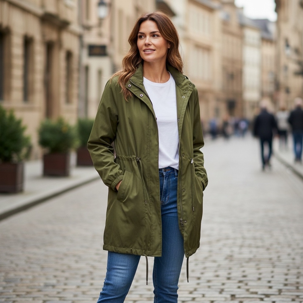 Bershka Green Anorak Waterproof Lightweight Packable Jacket Women's - Size Large
